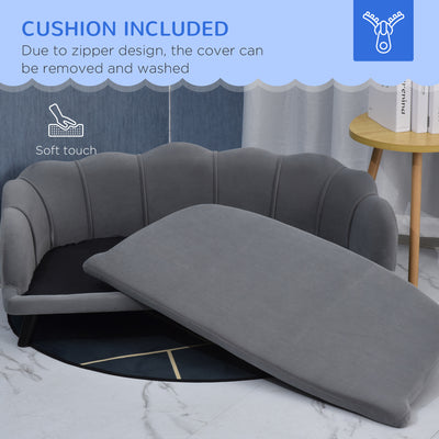 PawHut Dog Sofa, Pet Couch Bed for Medium, Large Dogs, with Legs, Cushion - Grey 