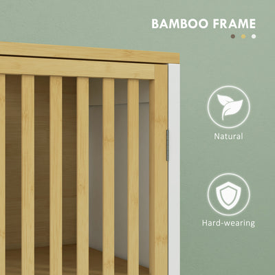 HOMCOM Bamboo-Blend Retro Cut-Out Under Sink Cabinet 