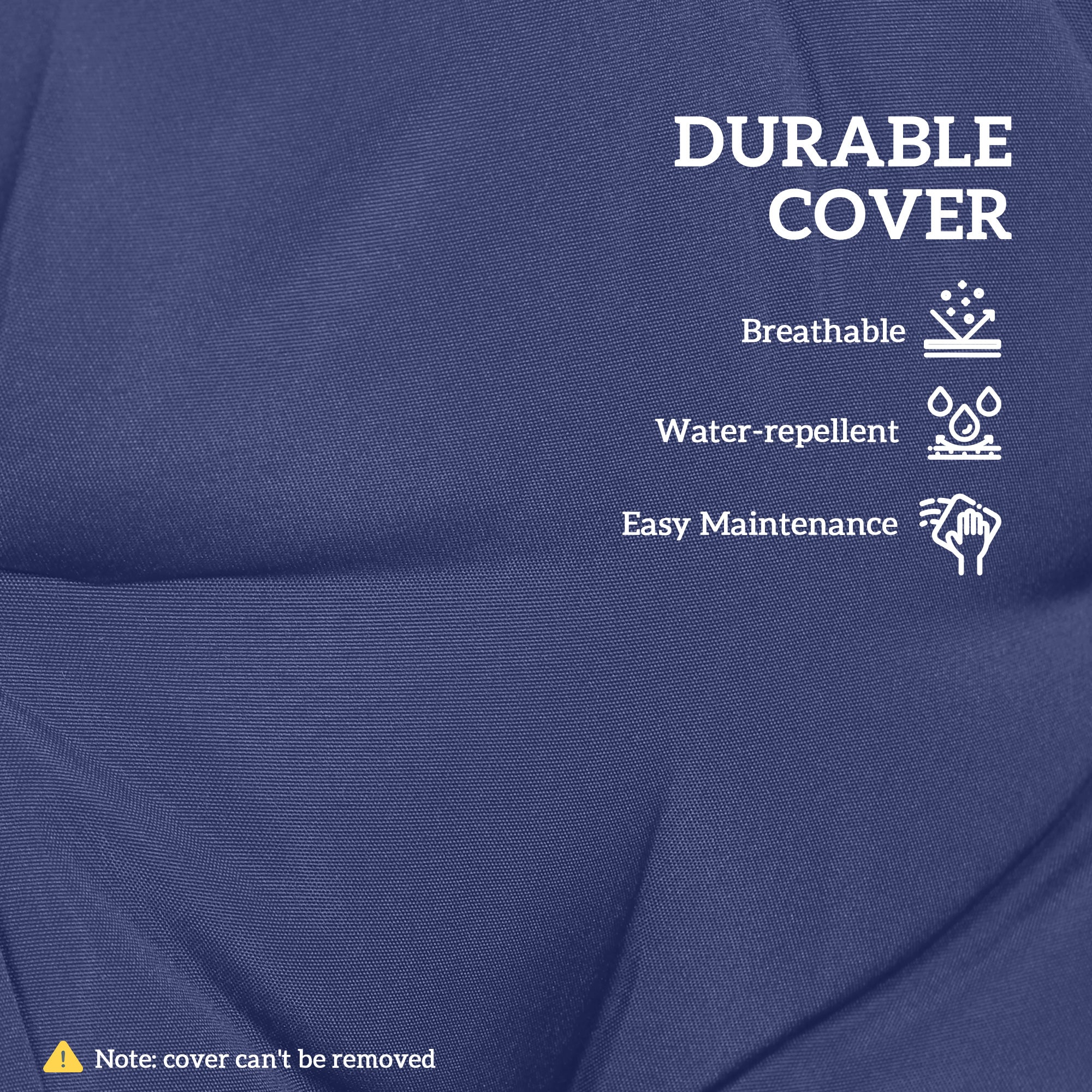 Outsunny Garden Seat Cushion with Ties, 42 x 42cm Replacement Dining Chair Seat Pad, Dark Blue 
