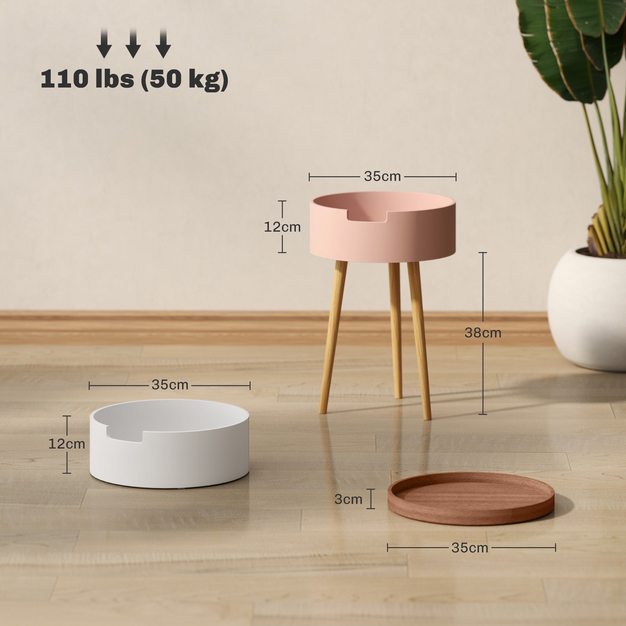 HOMCOM Three-Tier Tray Top Side Table - Multicoloured 