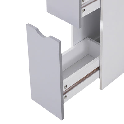 HOMCOM Tall Bathroom Cabinet, Freestanding Bathroom Storage Cabinet with 2-Tier Shelf and Drawers, Narrow Cupboard Storage Unit, White, Grey 