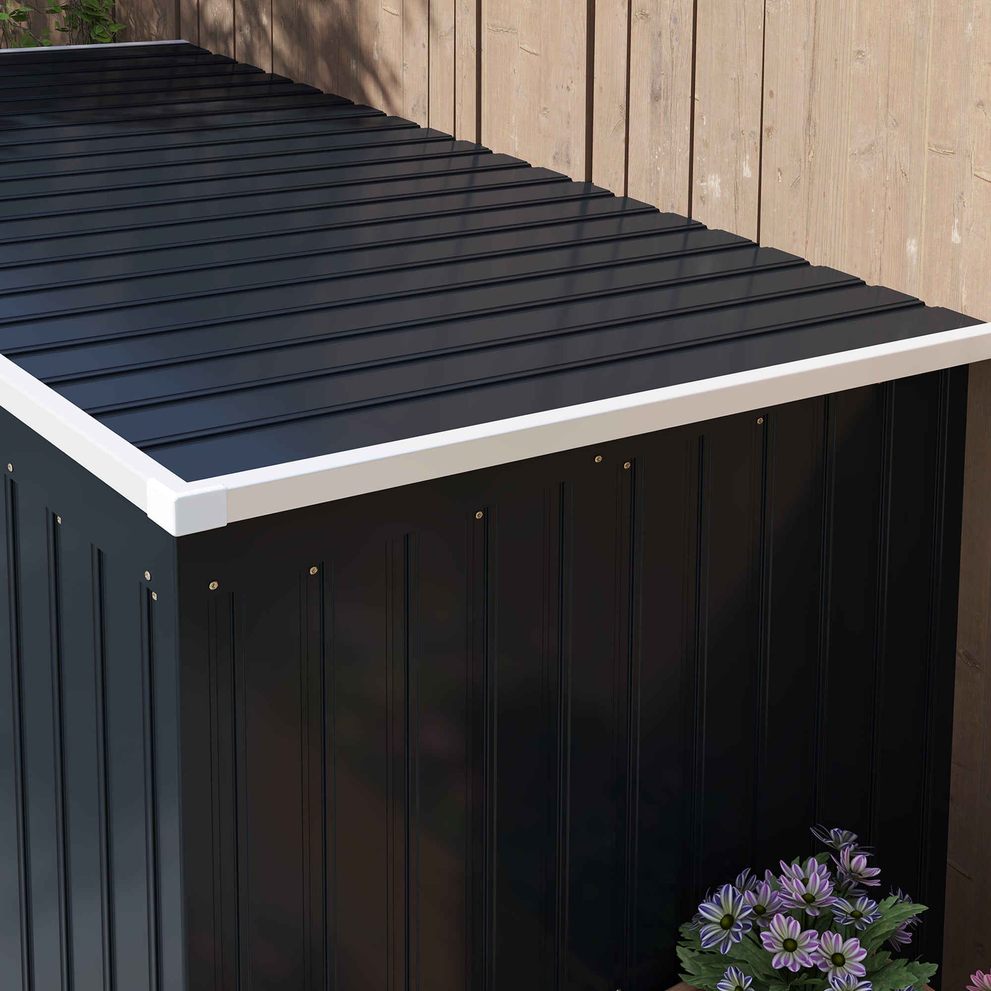 Outsunny 7 x 4ft Galvanised Steel Garden Shed, with Foundation Kit - Dark Grey