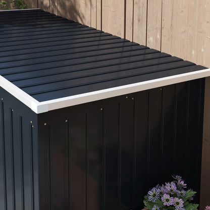 Outsunny 7 x 4ft Galvanised Steel Garden Shed, with Foundation Kit - Dark Grey