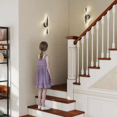 HOMCOM Led Wall Lamp 2 Pack, 13W Modern Indoor Spiral Wall Light, Colour Temperature Adjustable 3000K/4000K/6500K, for Bedroom, Living Room, Hallway, Stairs, Black 