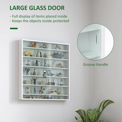 HOMCOM Six Shelf Display Cabinet, with Glass Doors - White 
