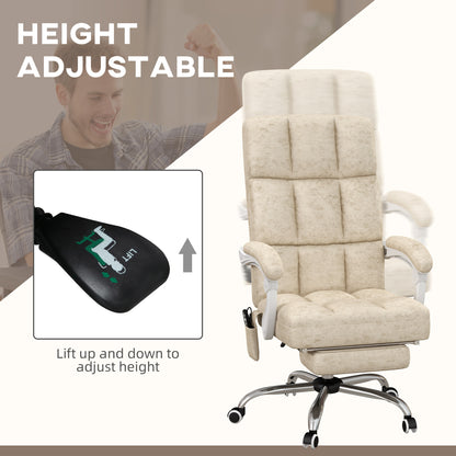 Vinsetto Massage Office Chair, Ergonomic Desk Chair, Comfy Work Study Chair with Heat, Padded Seat, 135\'c2\'b0 Reclining Back and Footrest for Home Office, Beige
