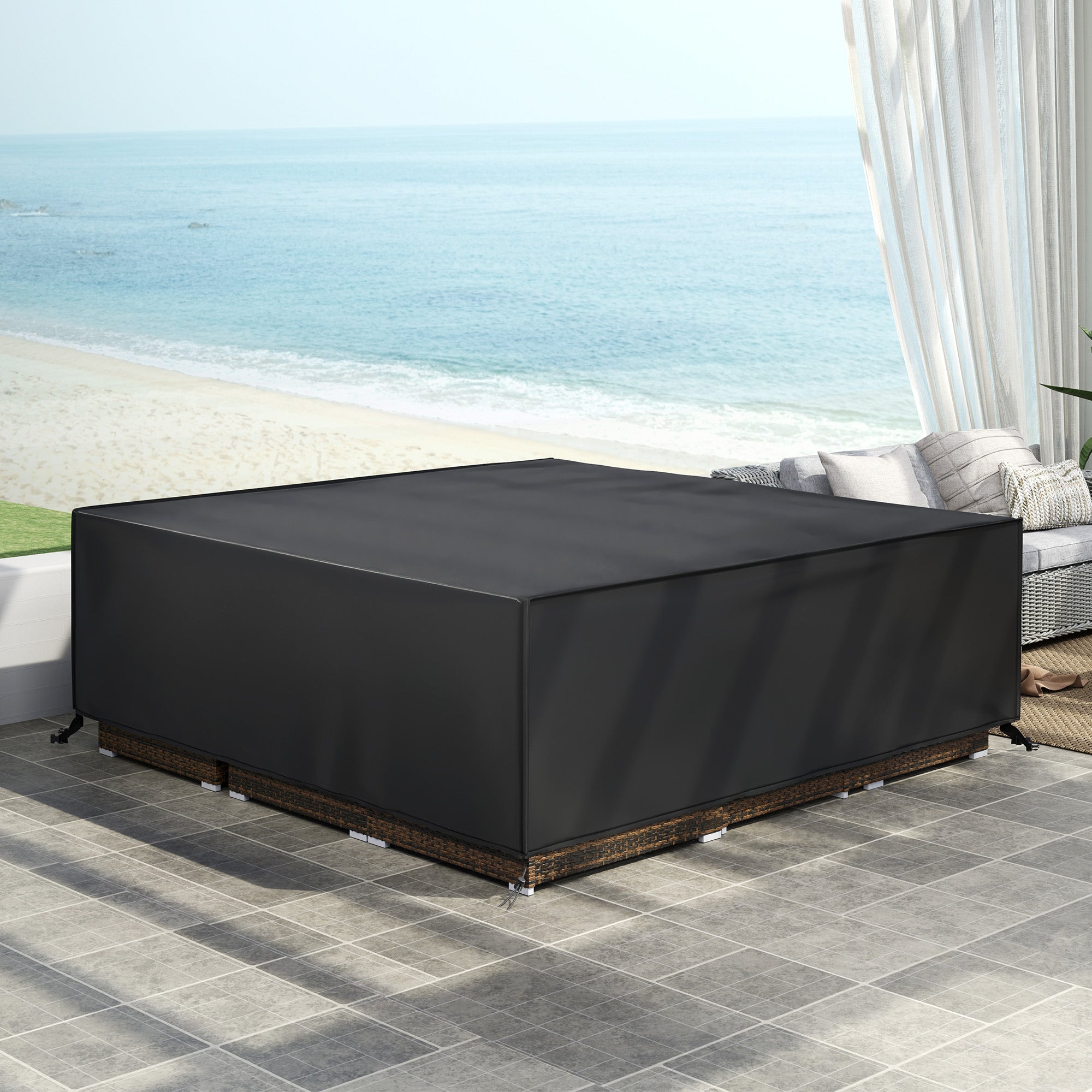 Outsunny Large Patio Garden Furniture Set Cover 600D Oxford Square Waterproof, 230 x 230 x 70 cm, Black 