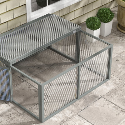 PawHut Wooden Folding Rabbit Hutch, for 2-3 Rabbits - Grey 