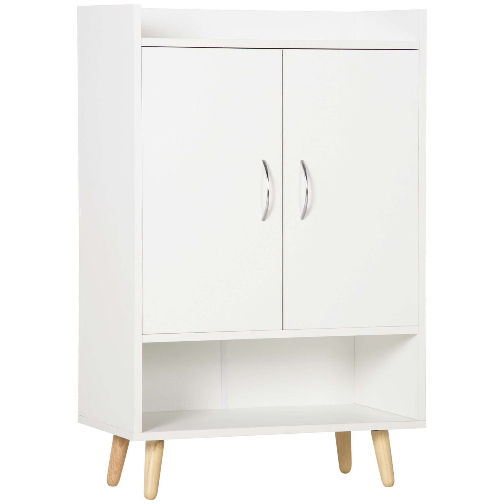 HOMCOM Modern Shoe Cabinet Storage Organizer with Doors and Shelves for Hallway & Entryway, 60L x 30W x 92Hcm, White 