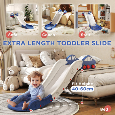AIYAPLAY Kids Slide for Couch, Bed, Sofa, with Extended Length, Easy to assemble and Store, White and Blue 