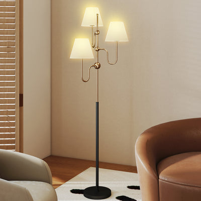 HOMCOM Floor Lamp, 165 cm Tall Standing Lamp with 3 Light and Foot Switch for Living Room, Bedroom, Bedside, Office, E27 Base Without Bulb (40W Max) 