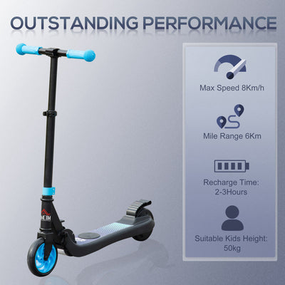 HOMCOM Folding Electric Scooter with Brake, for Ages 6+ Years, 8km/h Maximum Speed, Blue 