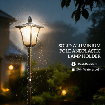 Outsunny Garden Solar Lamp Post Light, Waterproof LED Solar Light Post with Planter, Black 