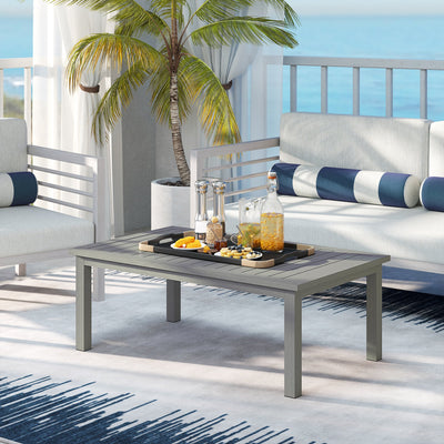 Outsunny 100cm x 60cm Aluminium Outdoor Coffee Table - Grey 