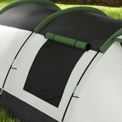 Outsunny Three-Man Camping Tent, with Two Rooms and Porch - Green 