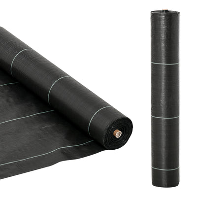 Outsunny 2m x 50m Weed Control Membrane, Heavy Duty Weed Control Barrier Fabric, 90gsm Ground Cover for Patios, Garden, Flower beds, Landscaping 