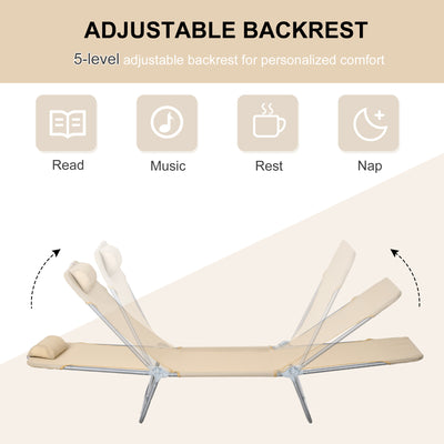 Outsunny Set of Two Steel Frame Sun Loungers, with Reclining Backs - Brown 