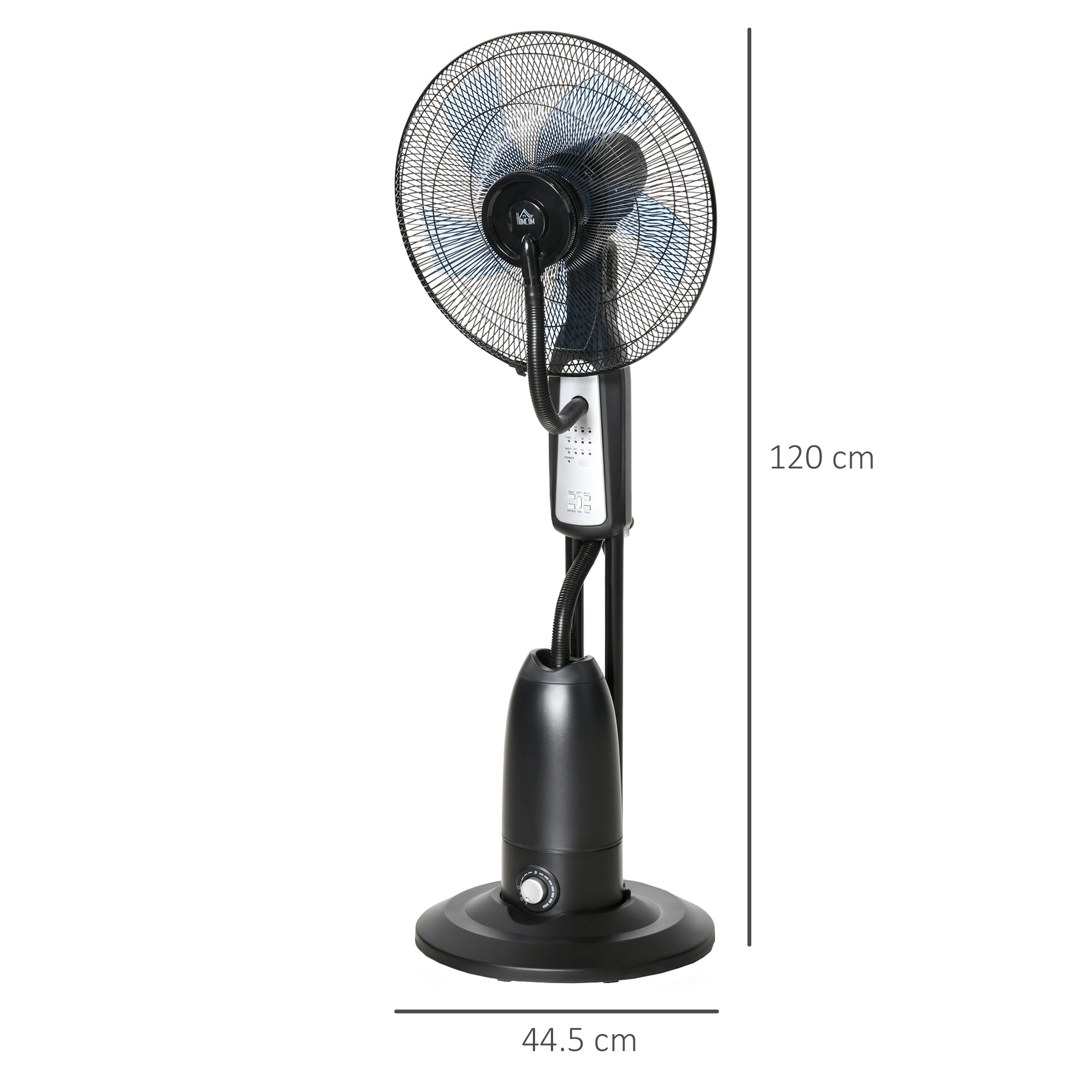 HOMCOM 18" Pedestal Fan with Water Mist Spray, Humidifying Misting Fan, Standing Fan with 3 Speeds, 2.8L Water Tank, Timer and Remote, Black 