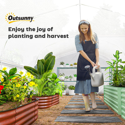 Outsunny 6 x 3 x 2m Walk-in Polytunnel Greenhouse, Zipped Roll Up Sidewalls, Mesh Door, 8 Mesh Windows, Tunnel Warm House Tent with PE Cover, Complimentary Plant Labels and Gloves, White 