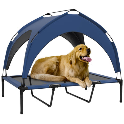 PawHut Cooling Raised Pet Bed w/ Washable Breathable Mesh, for Large Dogs, 106 x 76 x 94cm - Dark Blue 