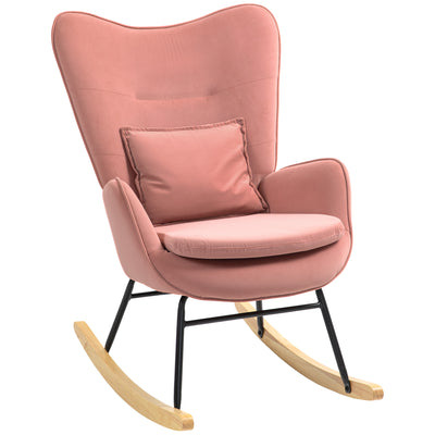 HOMCOM Velvet-Feel Rocking Armchair - Pink 