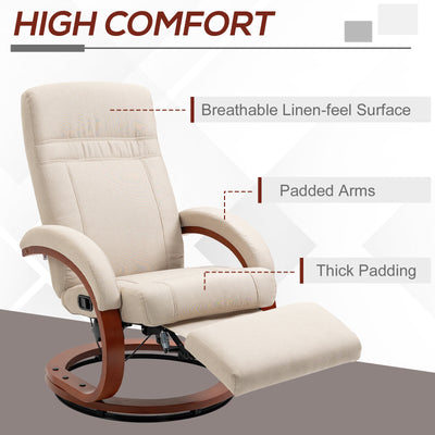 HOMCOM 135\'c2\'b0 Manual Reclining Swivel Chair, with Footrest - Beige 