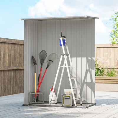 Outsunny 5ft x 3ft Garden Storage Shed, Outdoor Metal Shed with Sloped Roof, Aluminium Grey 