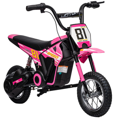 AIYAPLAY Kids Electric Motorbike, 24V Ride On Motorcycle with 3 Speeds and Rear Suspension, Dirt Bike for 8-12 Years Old, Pink 