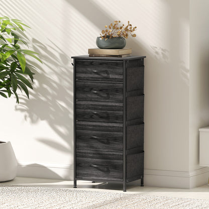 HOMCOM Chest of Five Fabric Drawers - Black