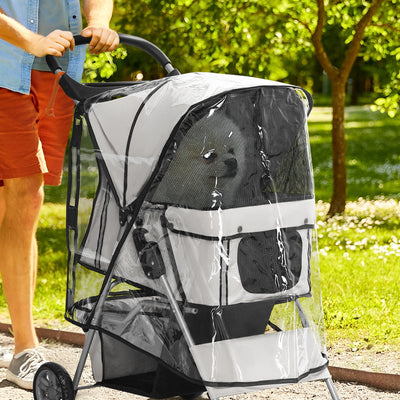 PawHut Dog Stroller Rain Cover, Cover for Dog Pram Stroller Buggy w/ Rear Side Entry 