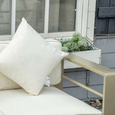 Outsunny 4 Pieces Outdoor Garden Furniture Set, Aluminium Frame Backyard Furniture w/ Thick Padded Cushioned Loveseat, 2 Chairs, and Glass Top Table, Champagne Gold 