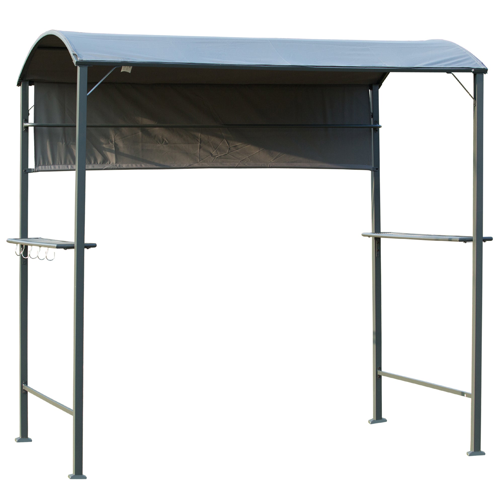 Outsunny 2.2 x 1.4m BBQ Shelter, Outdoor Grill Gazebo Canopy with Shelves, Hanging Hooks, and Metal Frame, for Garden Patio Backyard 
