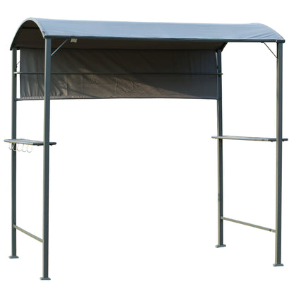 Outsunny 2.2 x 1.4m BBQ Shelter, Outdoor Grill Gazebo Canopy with Shelves, Hanging Hooks, and Metal Frame, for Garden Patio Backyard 