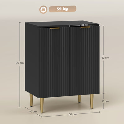 HOMCOM Sideboard Buffet Cabinet, Modern Kitchen Storage Cabinet with Adjustable Shelves and Metal Legs, Black