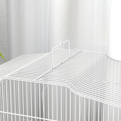 PawHut Large Metal Bird Cage with Perches, Food Bowls, Swing, for Budgies, Parakeets, White 