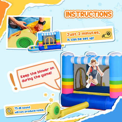 Outsunny Kids Bounce Castle Inflatable House with Trampoline Pool Climbing Wall with Inflator Carrybag, 2.8 x 1.7 x 1.55m 