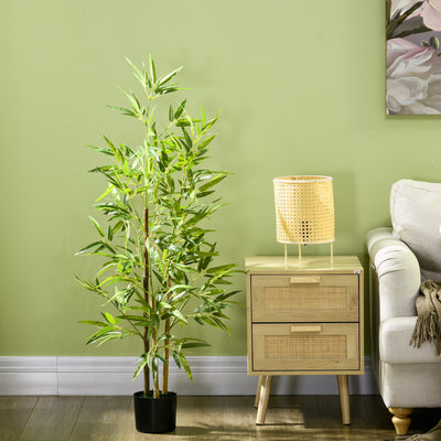 HOMCOM Artificial Plant Bamboo Artificial Tree Height 120 cm with Pot for Home Indoor Decor 