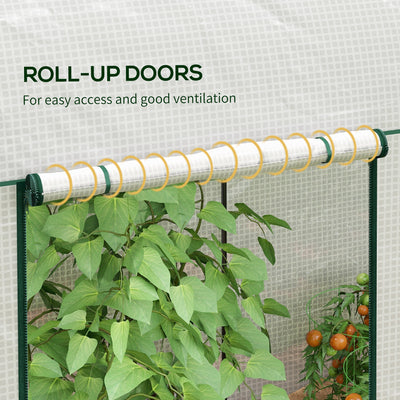 Outsunny 200 x 100cm Walk-In Greenhouse, with Zipped Doors - White 