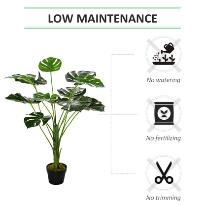 HOMCOM Decorative Artificial Monstera Plants in Pot Fake Plants for Home Indoor Outdoor Decor, 85cm 
