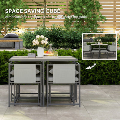 Outsunny Nine-Piece Steel Frame Garden Dining Set - Grey 
