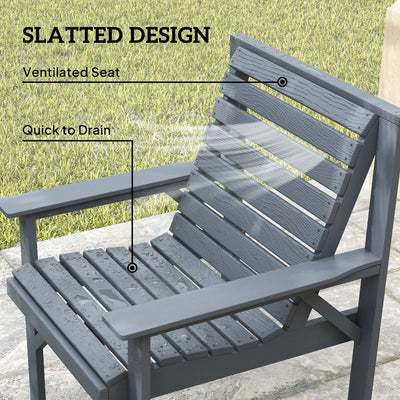 Outsunny 4 Piece Wooden Garden Furniture Set, Outdoor Garden Sofa Set with 2 Armchairs, Loveseat and Coffee Table, Grey 