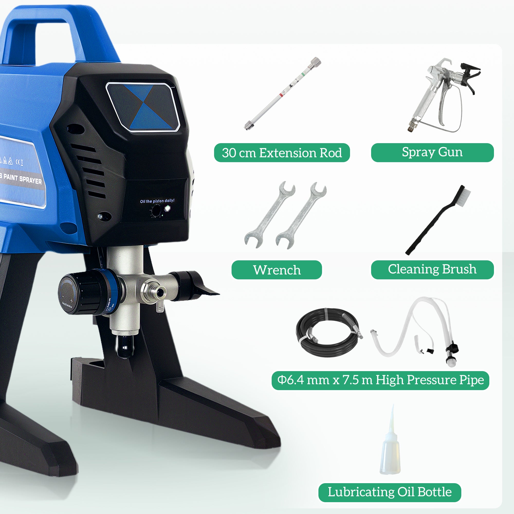 HOMCOM Airless Paint Sprayer, Thinning-Free Electric Paint Spray Gun for Walls, Fences & DIY Projects, Dark Blue 