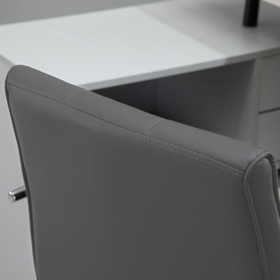 Vinsetto PU Leather Home Office Desk Chair, Computer Chair with Mid Back, Arm, Swivel Wheels, Adjustable Height, Grey 