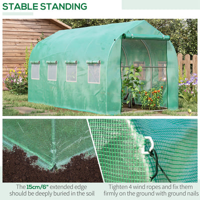 Outsunny Polytunnel Greenhouse with Windows and Door, Walk in Greenhouse for Garden, Backyard (4 x 2 M) 