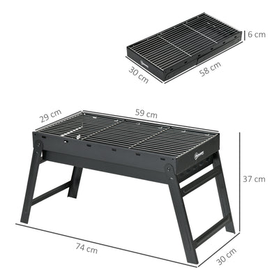 Outsunny Foldable Charcoal Grill - Black 
