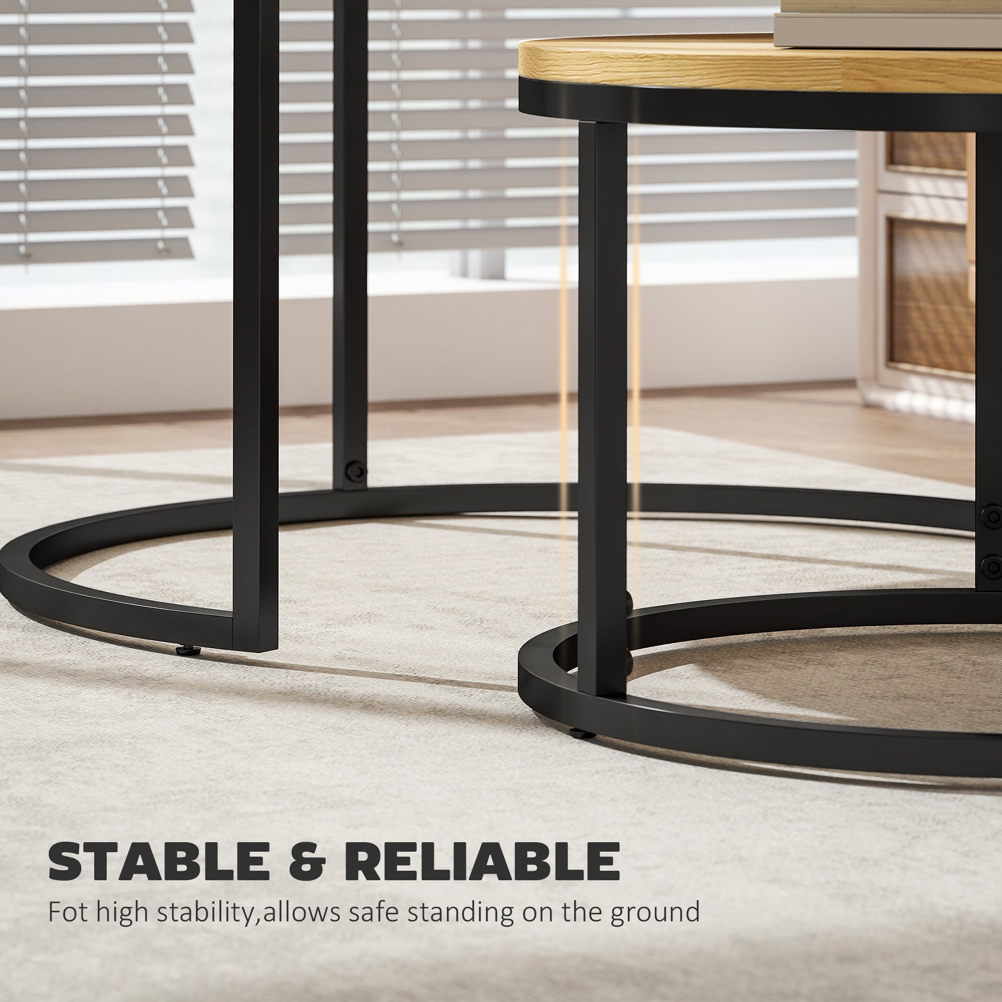 HOMCOM Set of Two Wood-Effect Stacking Tables - Natural