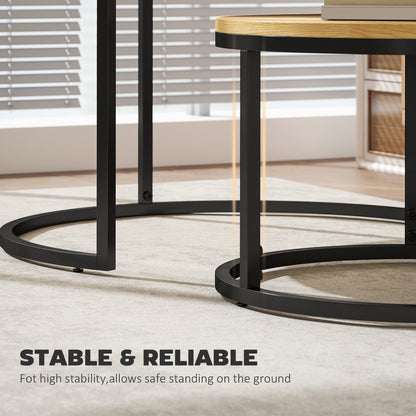 HOMCOM Set of Two Wood-Effect Stacking Tables - Natural