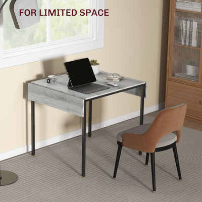 HOMCOM Four-Person Drop Leaf Dining Table - Grey 