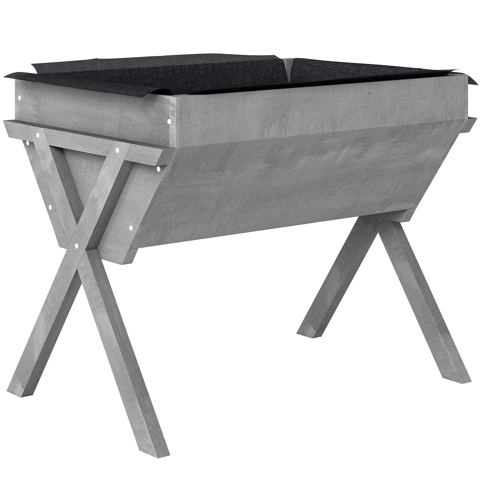 Outsunny Wooden Raised Garden Bed with Bed Liner, Elevated Planter Box with Legs, Light Grey 