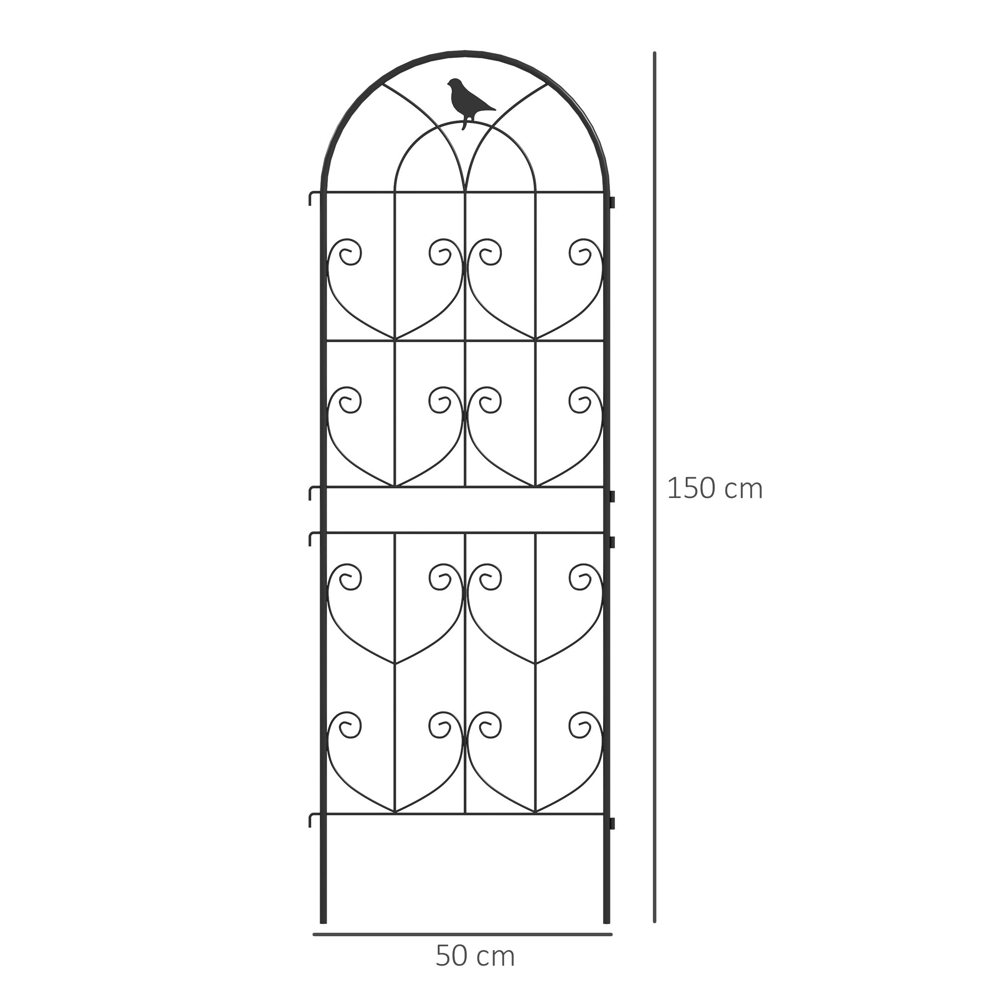 Outsunny Set of 2 Garden Trellis, Metal Fence Panels for Climbing Outdoor Plants, Flowers, 150 x 50cm 